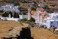 Church, whitewashed houses and arid landscape