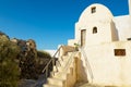 Traditional old residential building at Santorini island in Pyrgos, Greece.