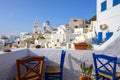 Pyrgos, the most picturesque village of Santorini. Cyclades Islands, Greece