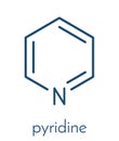 Pyridine chemical solvent and reagent molecule. Skeletal formula.