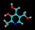 Pyridoxine (vitamin B6) molecular structure on black background Royalty Free Stock Photo