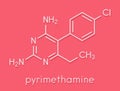 Pyrimethamine malaria drug molecule. Also used as an antiprotozoal drug. Skeletal formula.