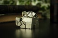 Pyrite cubic crystals on table