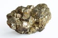 Pyrite mineral crystals on white background. Coal pyrite