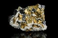 Pyrite mineral isolated on black