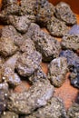 Pyrite stone rocks on the desk