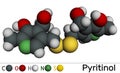 Pyritinol molecule, pyridoxine disulfide, cognitive drug. ÃÂ¡omponent of nootropic dietary supplements. Molecular model. 3D