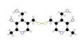 pyritinol molecule, structural chemical formula, ball-and-stick model, isolated image semi-synthetic vitamin b6