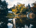 Elzbach stream with waterfall on old mill. next castle to pyrmont (Rhineland-Palatinate, Germanycastle