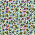 Pyrola. Seamless pattern texture of flowers. Floral background, photo collage