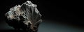 Pyrolusite is a rare precious natural stone on a black background. AI generated. Header banner mockup with space.