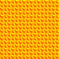 Pyromidal pattern of orange squares and striped yellow triangles