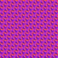 Pyromidal pattern of pink squares and striped orange triangles