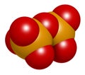 Pyrophosphate (PPi) anion. Important in biochemistry, used as food additive (E450). 3D rendering. Atoms are represented as spheres