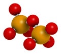 Pyrophosphate (PPi) anion. Important in biochemistry, used as food additive (E450). 3D rendering. Atoms are represented as spheres