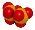 Pyrophosphate (PPi) anion. Important in biochemistry, used as food additive (E450). 3D rendering. Atoms are represented as spheres