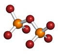 Pyrophosphate (PPi) anion. Important in biochemistry, used as food additive (E450). 3D rendering. Atoms are represented as spheres Royalty Free Stock Photo