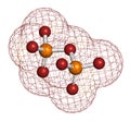 Pyrophosphate (PPi) anion. Important in biochemistry, used as food additive (E450). 3D rendering. Atoms are represented as spheres Royalty Free Stock Photo