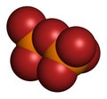 Pyrophosphate (PPi) anion. Important in biochemistry, used as food additive (E450). 3D rendering. Atoms are represented as spheres Royalty Free Stock Photo