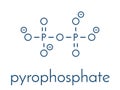 Pyrophosphate PPi anion. Important in biochemistry, used as food additive E450. Skeletal formula. Royalty Free Stock Photo