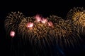 Pyrotechnic show in honor of the holiday. Scarlet Sails. The Great Pyrotechnic Show. Royalty Free Stock Photo