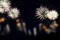 Pyrotechnic show in honor of the holiday. Scarlet Sails. The Great Pyrotechnic Show. Royalty Free Stock Photo