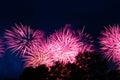 Pyrotechnic show in honor of the holiday. Scarlet Sails. The Great Pyrotechnic Show. Royalty Free Stock Photo