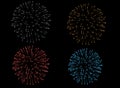 Pyrotechnics and fireworks set with animation on black background realistic isolated vector illustration Royalty Free Stock Photo