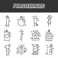 Pyrotechnics flat icons set Royalty Free Stock Photo