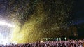 Pyrotechnics at rock concert Royalty Free Stock Photo