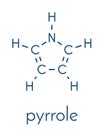 Pyrrole heterocyclic organic molecule. Skeletal formula.