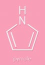 Pyrrole heterocyclic organic molecule. Skeletal formula.
