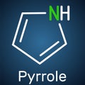 Pyrrole molecule. It is heterocyclic aromatic compound, natural product, found in Coffea arabica. Structural chemical formula on