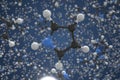 Pyrrole molecule, scientific molecular model, 3d rendering