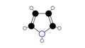 pyrrole molecule, structural chemical formula, ball-and-stick model, isolated image heterocyclic aromatic compound