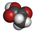 Pyruvic acid (pyruvate) molecule. Important intermediate in a number of biochemical processes. Atoms are represented as spheres