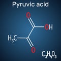 Pyruvic acid pyruvate molecule. Structural chemical formula an