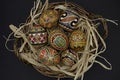 Pysanky Colorful Ukrainian Easter Eggs in a basket