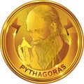 Pythagoras gold style portrait, vector