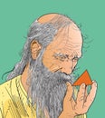 Pythagoras cartoon style portrait, vector