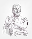 Pythagoras of Samos vector sketch portrait illustration Royalty Free Stock Photo