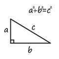 Pythagoras` theorem on white background. Pythagorean theorem equation sign. theory of pythagoras symbol. flat style Royalty Free Stock Photo