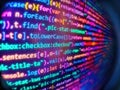 Python binary code. Photo of computer digital background. Real softwar. Abstract screen of software. Programmer developer screen. Royalty Free Stock Photo