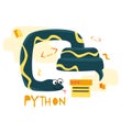 Python code language sign. Programming coding and developing concept Royalty Free Stock Photo