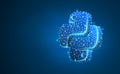 Python coding language sign. Device, programming, developing concept. Abstract, digital, wireframe, low poly mesh, vector blue Royalty Free Stock Photo