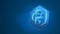 Python coding language sign. Device, programming, developing concept. Abstract, digital, wireframe, low poly mesh Royalty Free Stock Photo
