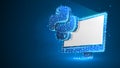 Python coding language sign on white computer monitor. Device, programming, developing concept. Abstract, digital Royalty Free Stock Photo