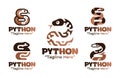5 Python Logo Set Modern Minimalist Reptile Design Collection Royalty Free Stock Photo