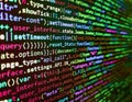 Python programming developer code. Laptop screen show abstract computer programming code script. Big data and Internet of things Royalty Free Stock Photo