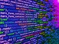 Python programming developer code. Programmer working in a software develop company office. Application web source code on monitor Royalty Free Stock Photo
